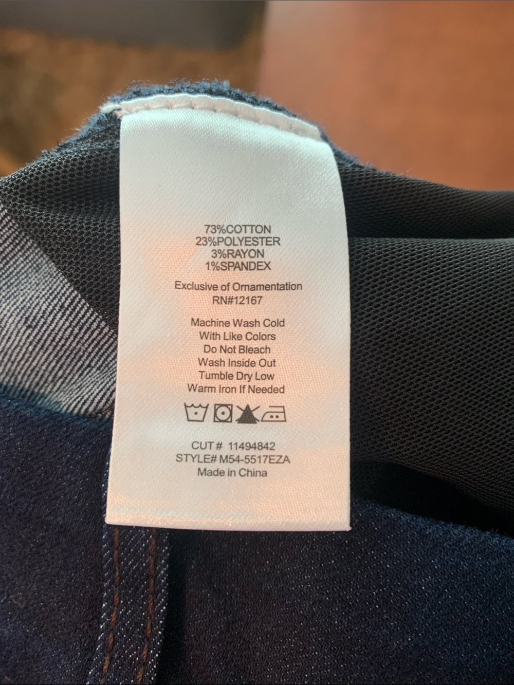 Faux Button-Front Dark Blue Denim Pencil Skirt - Picture 4 of 5